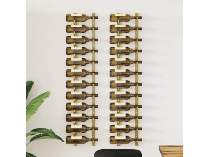smnyxs Weinregal für 12 Flaschen, 2 Stück, goldfarben, Eisen Pulverbeschichtetes Eisen, glatte Oberfläche, einfache Montage, Befestigungen inklusive, modernes Design für Küche und Bar