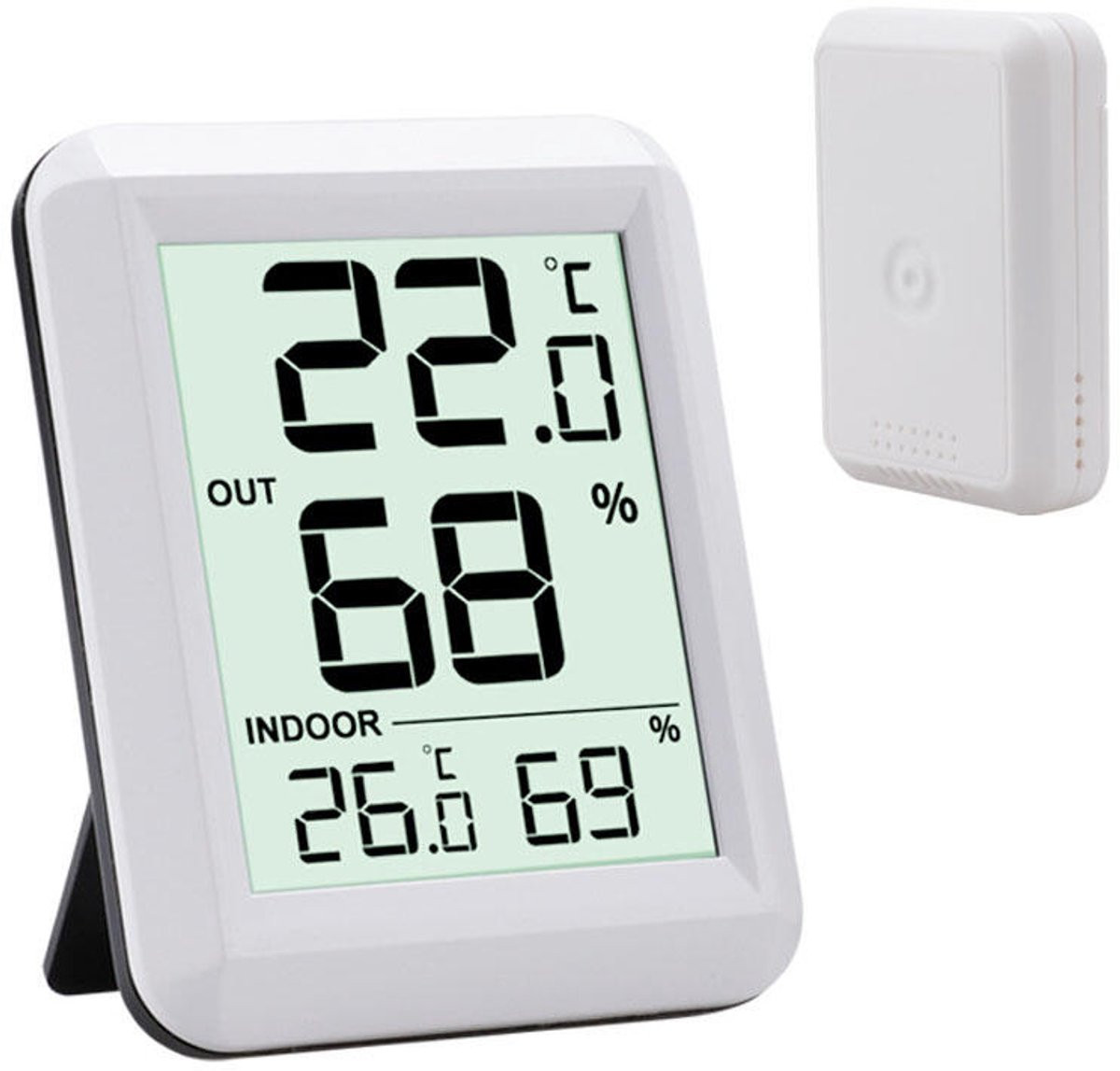 Digitale hygrometer en thermometer voor binnen en buiten - Wit
