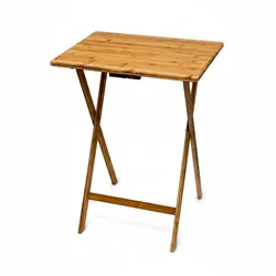 Relaxdays Beistelltisch zum Klappen, platzsparend, robust, nachhaltiges Bambus Holz, Klapptisch HBT 63x48x38,5 cm, natur