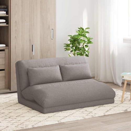 Verstellbarer und klappbarer Bodenstuhl in Taupe mit Stoffbezug, 110 x 82 x 55 cm, gepolstert und ergonomisch für Yoga, Meditation, Lesen, Spielen und das Büro