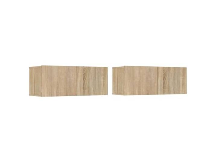 KUPTYERFG TV Lowboard 2er Set Sonoma Eiche Wandboard 80x30x30cm Zwei Hänge-Fernsehtische schaffen Platz im Wohnzimmer oder Schlafzimmer. Mit Klapptüren für aufgeräumte Mediengeräte.