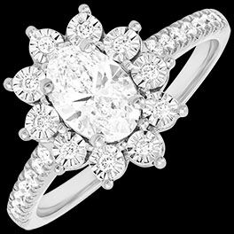 Edenly Ewiger Edelweiss-Ring - Daisy Chic - 9-karÃ¤tiges WeiÃŸgold und syntheti