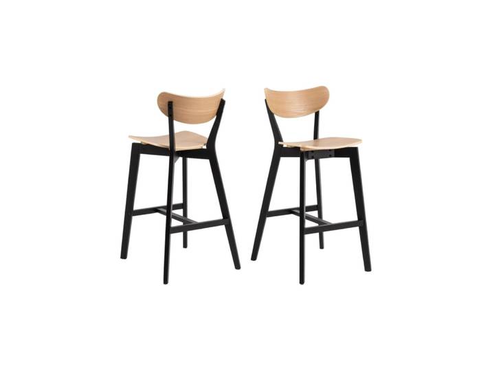 Lot de 2 tabourets de bar scandinaves en bois chêne
