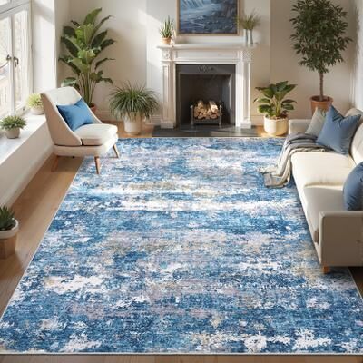 Garvee Washable Modern Abstract Living Room Bedroom Area Rug