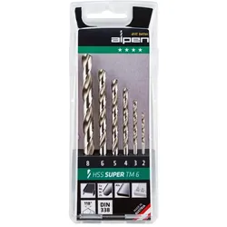 Alpen Bohrer-Kassette HSS Super TM6 6tlg. Ø 2 3 4 5 6 8 mm 110806100