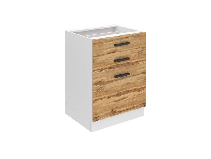 Belini élément bas de cuisine\, élément bas de cuisine largeur 60 cm. SDSZ Armoire basse de cuisine sans plan de travail. Armoire de cuisine avec tiroirs\, chêne Wotan