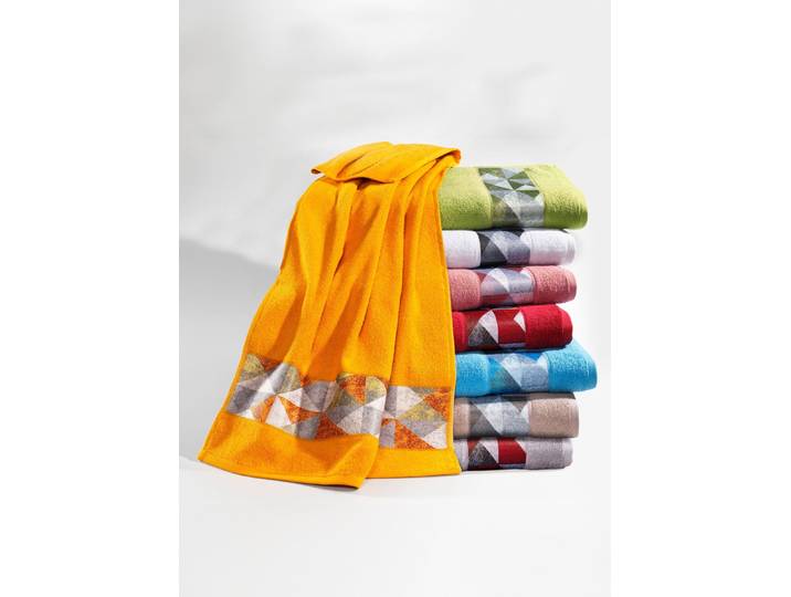 Schicke Frottier-Serie mit bedruckter Jacquard-Bordüre, Rosé, Größe 205 (5-teiliges Sparset)