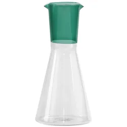 Zafferano Classy Zweifarbige Karaffe aus mundgeblasenem Borosilikatglas in Seegrün und Transparent, anspruchsvolles geometrisches Design 140cm