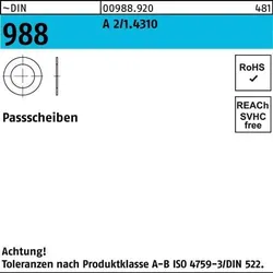 Paßscheibe DIN 988 25x 25x 0,2 A 2/1.4310 100 Stück