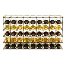 PROREGAL Modulares Weinregal VINOTECA MOD METAL | HxBxT 52,5x92,5x24,5cm | 9x5 Flaschen | Massives Kiefernholz | Natur | Flaschenregal