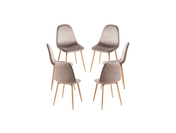 6er Set Teok Samt Stühle - Gris
