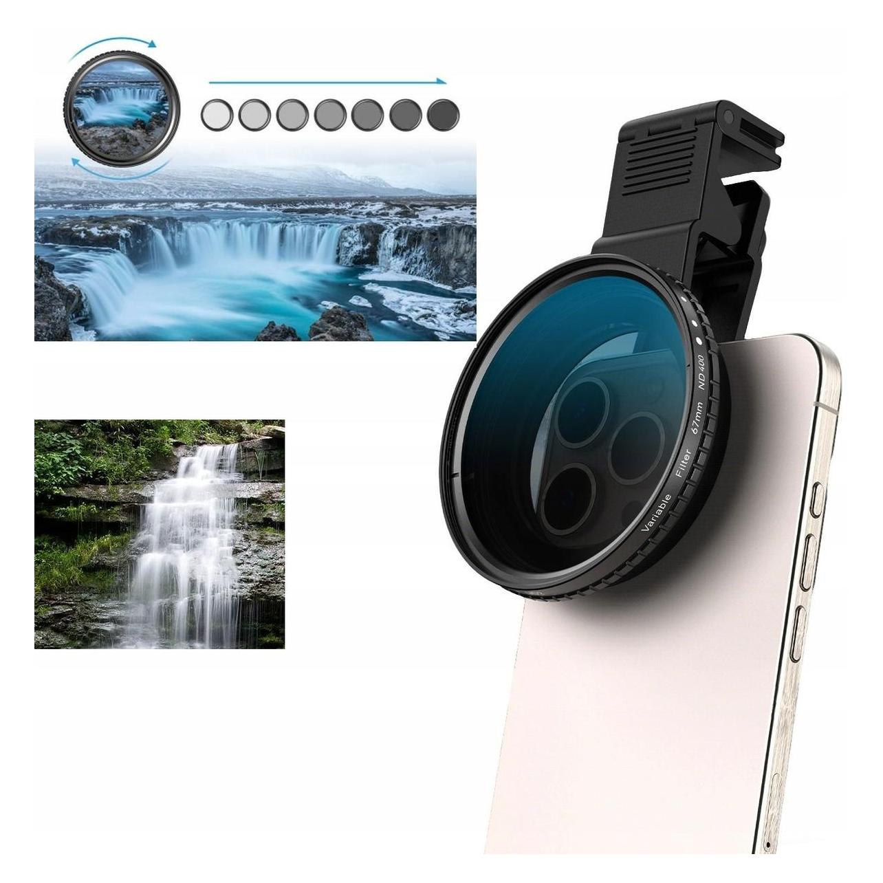 Apexel Obiektyw Soczewka Filtr SZARY Regulowany typ FADER ND2-400 67mm do Telefonu / APL-67VND2-400 (67 mm, ND- / Graufilter) (APEXEL)