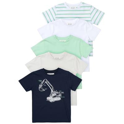 T-Shirt STACCATO "Bagger", Jungen, Gr. 80/86, blau (marine), Oberstoff: 100% Baumwolle., Rundhals, Shirts T-Shirt, 5-er Set