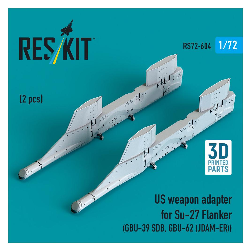 ResKit US weapon adapter for Su-27 Flanker (2 pcs) (GBU-39 SDB, GBU-62 (JDAM-ER)) (3D Printed) (RS72-0604)