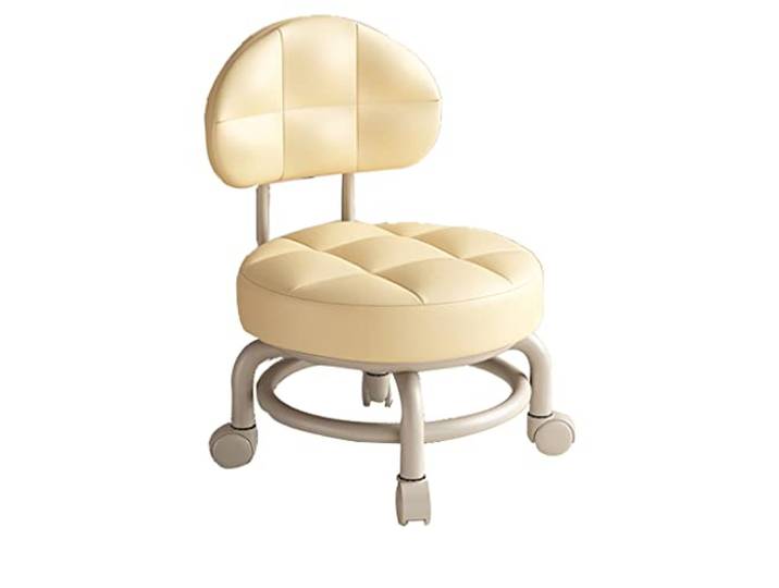 JFGCTYHXY Hocker mit Rollen, Roller Seat Kurze Rollfußhocker mit universellen Schwenkrollen(Beige)