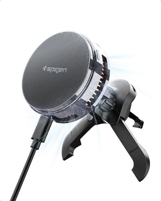 Spigen Essential MagSafe Peltier Wireless Car Charger EV25MFAQ Black Air vent