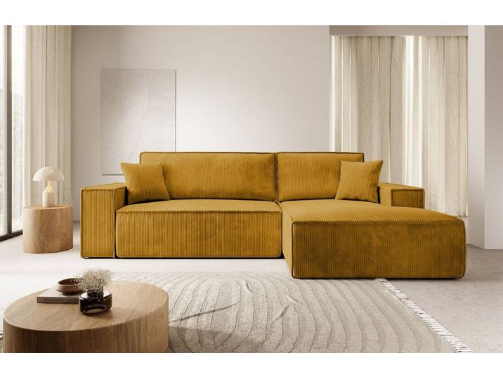 Selsey Ecksofa FARESE NEW, mit Schlaffunktion, Bettkasten und tierfreundlichem Cordbezug, 267 cm