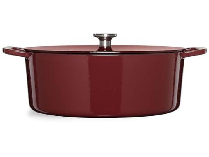 Fissler Moments Collection Burgunderroter Gusseisen-Bräter, Oval, 33 cm, Emailliert