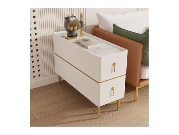 Ecklager Sofa-Sideboard, ultraschmaler kleiner Beistelltisch aus Holz Wohnzimmer-Sandwich-Sideboards aus Leder(F)