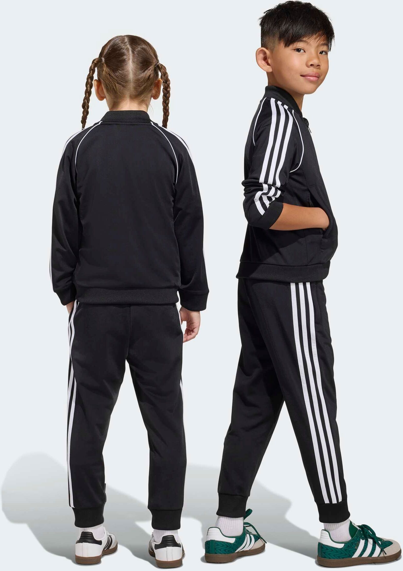 Trainingsanzug ADIDAS ORIGINALS "SST TRACKSUIT", Kinder, Gr. 110, schwarz, Obermaterial: 100% Polyester, Sportanzüge Trainingsanzug schwarz 110