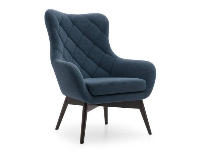 Sepro Meble Sessel Blau Lisa Caro Auf Holzbeinen, Dunkelblau, 88x108x88 cm, Wohnzimmer, Sessel, Polstersessel