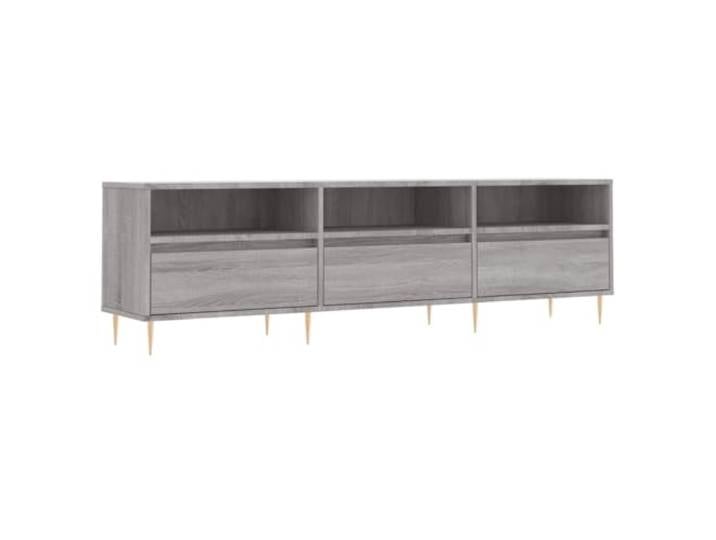 KUPTYERFG TV-Schrank Grau Sonoma 150x30x44,5 cm TV-Lowboard Praktisches TV-Board mit 6 Fächern und robusten Eisenbeinen für Ordnung im Wohnzimmer und Schlafzimmer.