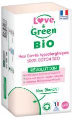 Love & Green Cotons Bio Maxi Carrés X70 - Sachet 70 cotons