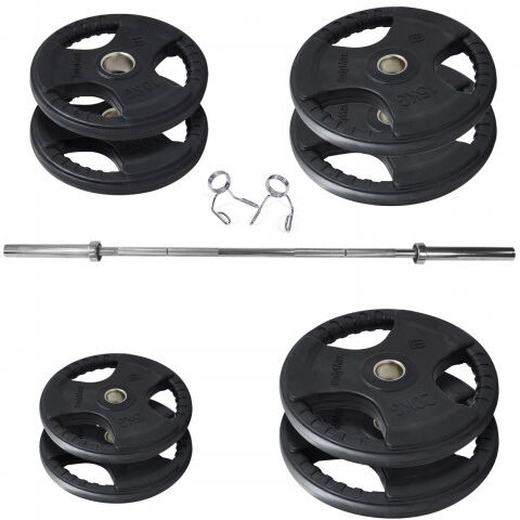bodymax 115kg Rubber Radial Weight Kit with 6ft Bar