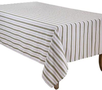 Saro Lifestyle Classic Stripe Tablecloth - Farmhouse Woven Stripe Tablecloth for Dining Room & Everyday Entertaining