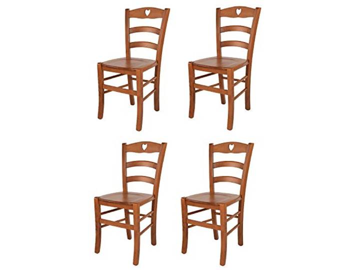 t m c s Tommychairs - 4er Set Stühle Cuore für Küche und Esszimmer, Robuste Struktur aus Buchenholz in der Farbe Kirschholz lackiert und Sitzfläche aus Holz