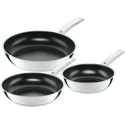 WMF Durado Keramik-Bratpfannen-Set 3-teilig (20/24/28cm), TransTherm Universalboden, Pfannenset + Topfset, Schwarz, Silber