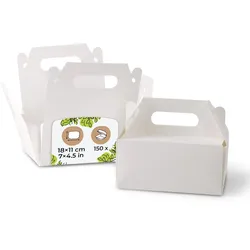 BIOZOYG 150 Stück Kuchenbox Transportbox Gebäckbox Kuchenschachtel aus Kraftkarton faltbar recycelbar mit Griff für Torten und Gebäck