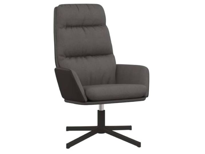 Relaxsessel Dunkelgrau Stoff mit Metallgestell und Armlehnen 360 Grad drehbar, Stoff und Kunstleder, Metallgestell, gepolsterte Armlehnen, dunkelgrau