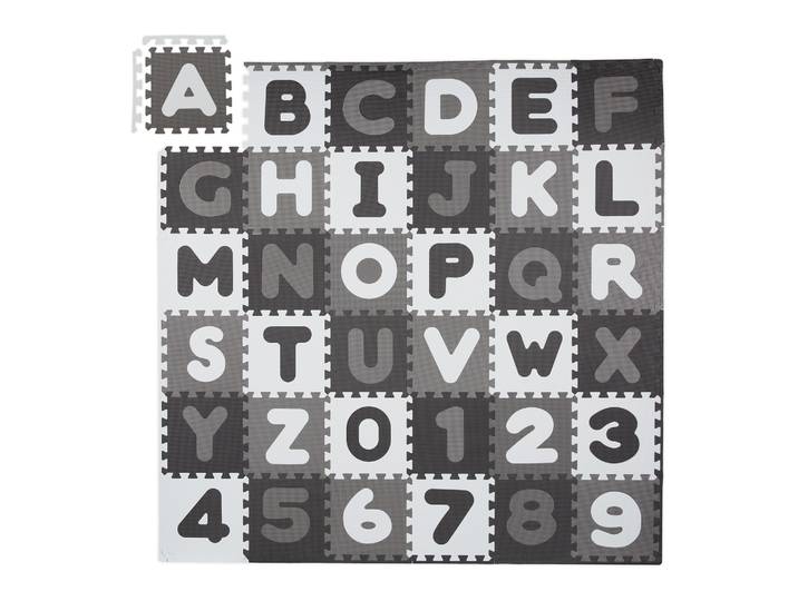 Puzzlematte ABC und Zahlen Anthrazit-Weiss-Grau