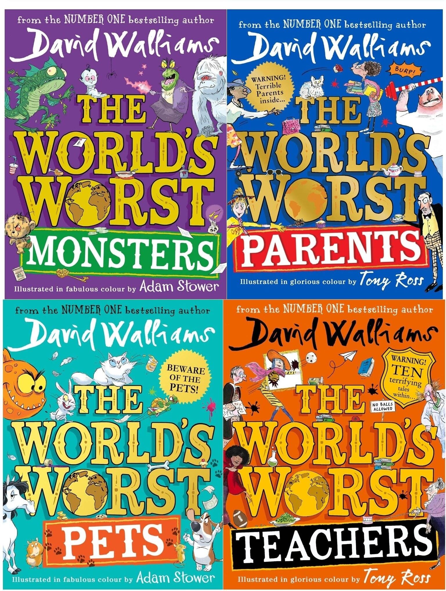 HARPERCOLLINS David Walliams Collection 4 Books Set (The Worlds Worst Teachers, The Worlds Worst Parents, The Worlds Worst Pets, The Worlds Worst Monsters)