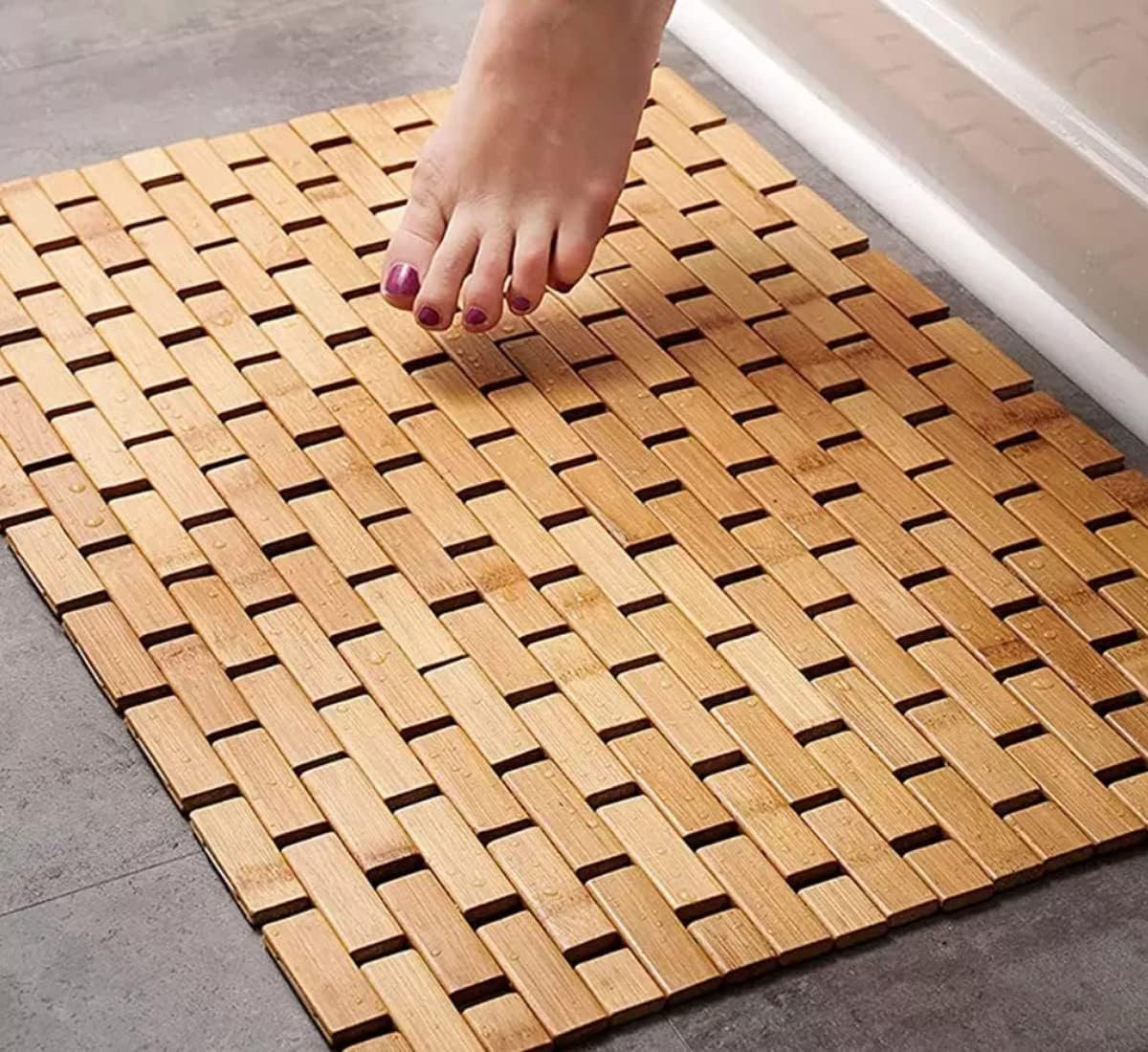 Antislip badmat van bamboehout voor in de badkamer en douche - Natuurlijk
