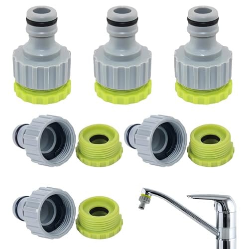 6 stuks Kraanadapters 1/2 inch en 3/4 inch 2-in-1 Tuinslangaansluiting Set