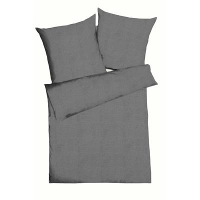 Bettwäsche KAEPPEL "Uni", grau (anthrazit), B/L: 140cm x 200cm, 1 Stk., 1 Stk., Musselin, B/L: 80cm, 2 Stk., Musselin, Obermaterial: 100% Baumwolle, Bettwäsche, Bettwäsche, Unifarben
