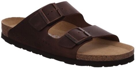 Pantolette ROHDE "Grado", Herren, Gr. 40, ungefüttert, braun (dunkelbraun), Leder, Schuhe Pantolette, Sommerschuh, Schlappen, Poolslides, ergonomisch geformtes Fussbett dunkelbraun 40, ungefüttert