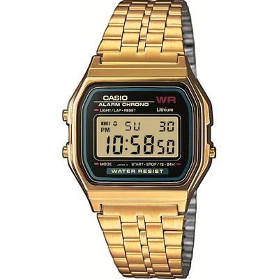 Chronograph CASIO VINTAGE "A159WGEA-1EF", gold (goldfarben), Armbanduhren, Damen, goldfarben, Chronograph, Quarzuhr, Armbanduhr, Damen, Herren, digital, retro, Stoppfunktion