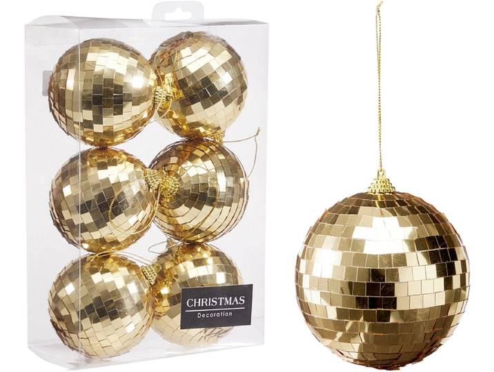 Set 6 Weihnachtskugeln MERRY champagnerfarben metallisch