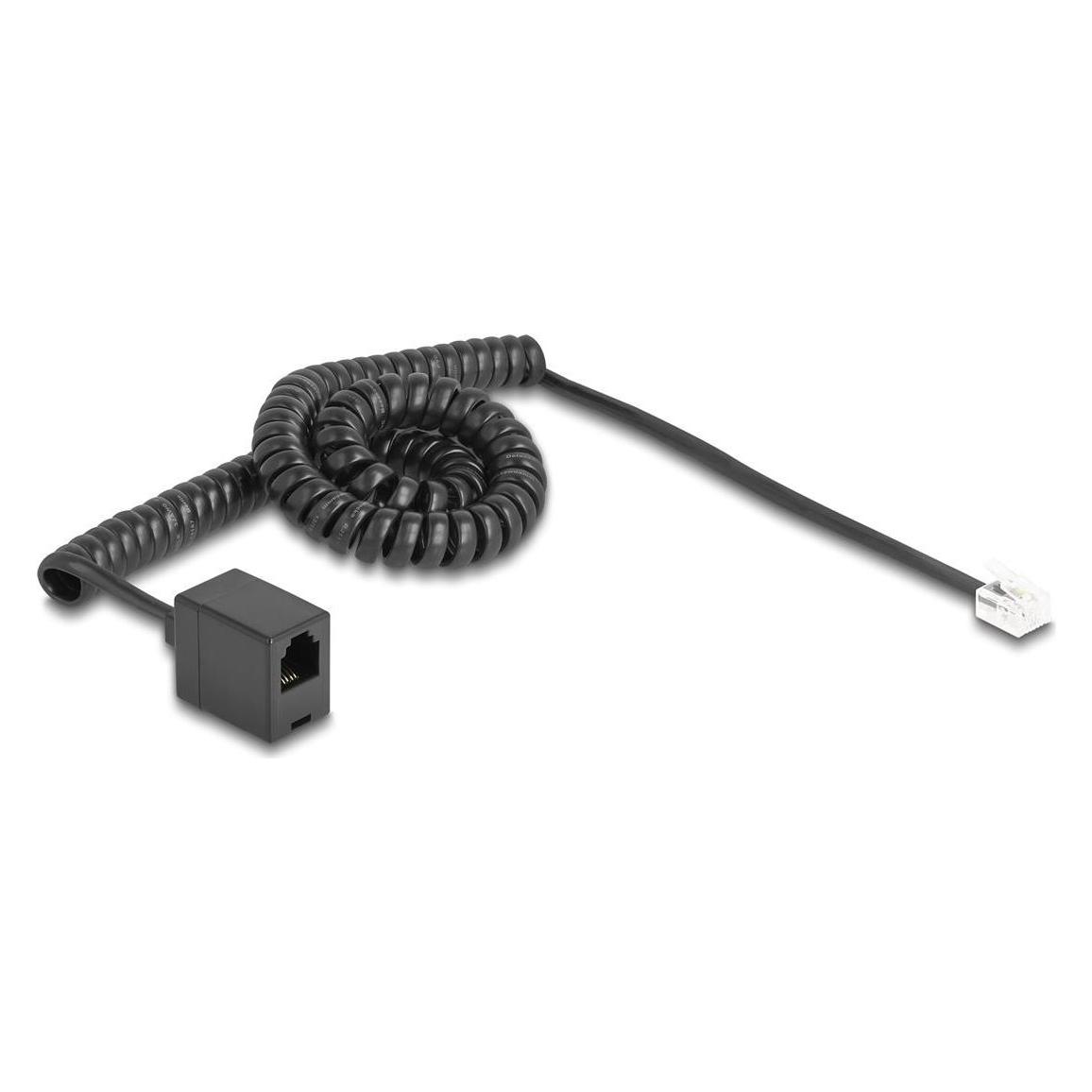 Delock Telefonkabel / Spiralkabel RJ11 Stecker zu RJ11 Buchs (90232)