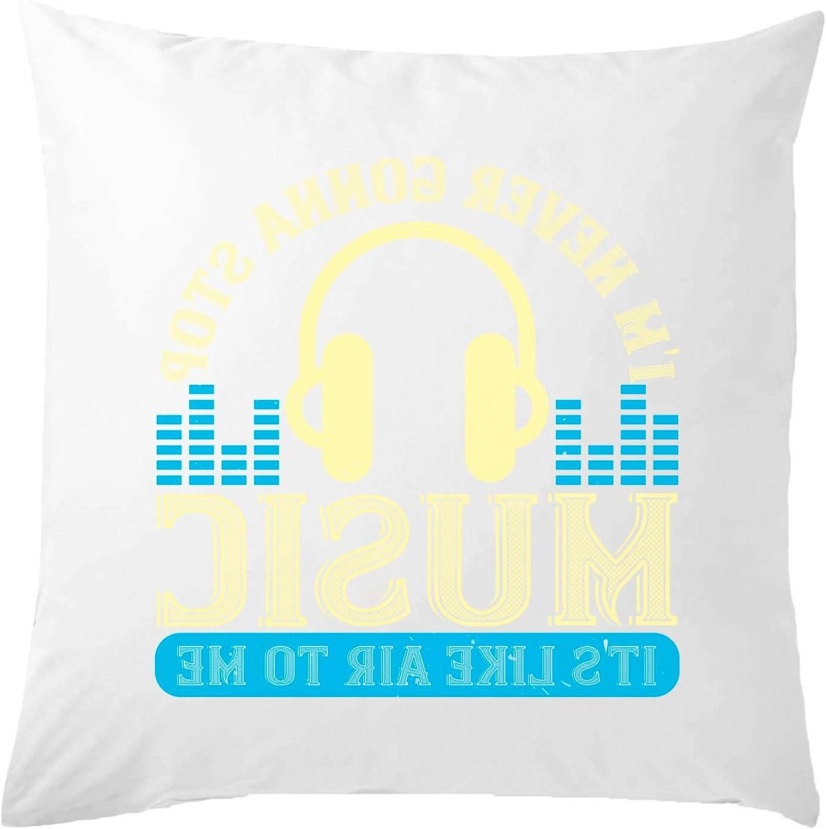 Wit Muziek Kussen met Muziek Slogan voor Woondecoratie - 40 x 40 cm