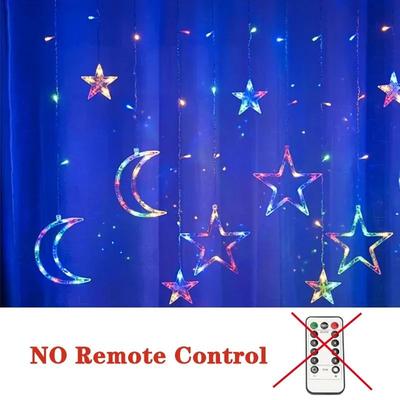 Uplift Picks Moon And Star LED Curtain Lights For Christmas And New Year Decor multicolor (a)
