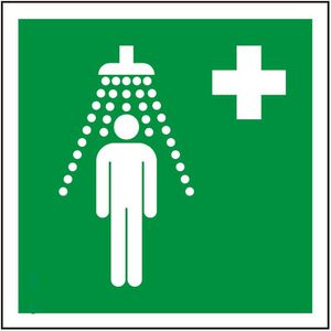 Abtec Hinweisschild ISO 7010 E012, Folie, 15 x 15 cm, Rettungszeichen, Notdusche