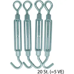 Spannschlösser 20 St. 5x100 mm Zinkdruckguss - Haken & Öse - 50kg belastbar