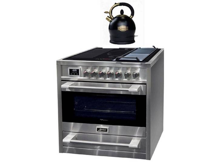 Kaiser Küchengeräte Induktions-Standherd HC 93691 IR+ Wk 2000 Em, Elektro Standherd 90 cm+Wasserkocher