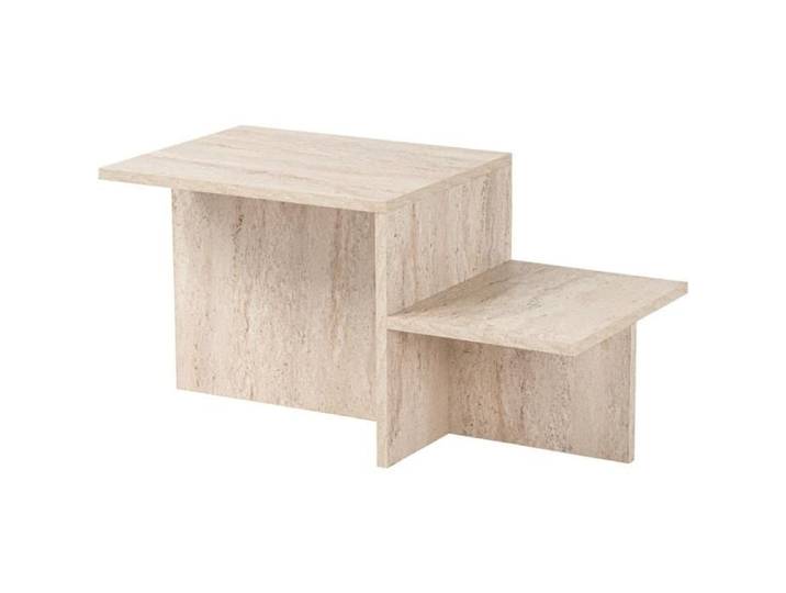 Table basse - HARMONY - Rectangulaire - Effet travertin - 80 x 40 x 40 cm