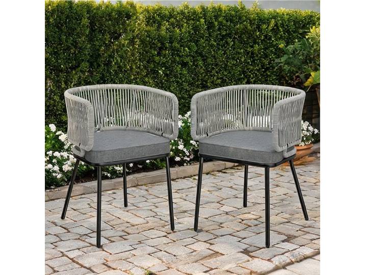 Fauteuils de jardin gris clair en résine tressée lot de 2 coussins déhoussables 46x58x72 cm pour terrasse