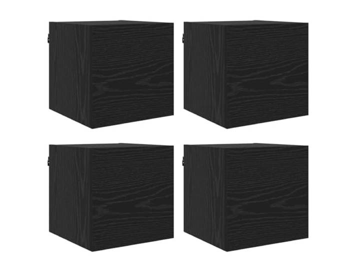 LKJephalotrope TV-Schrank Wandmontiert 4er Set Schwarze Eiche 30,5 cm Vierteiliges Hängeboard aus Holzwerkstoff für Schlafzimmer und Wohnraum. Bietet flexiblen Stauraum mit Pendeltüren.